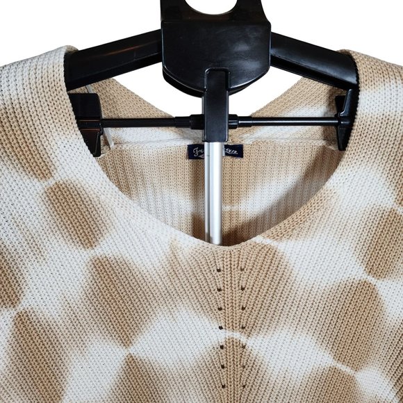 Freshman 1996 V Neck White & Taupe Pull Over Tie Dye Long Sleeve Sweater . NWT - Picture 3 of 9